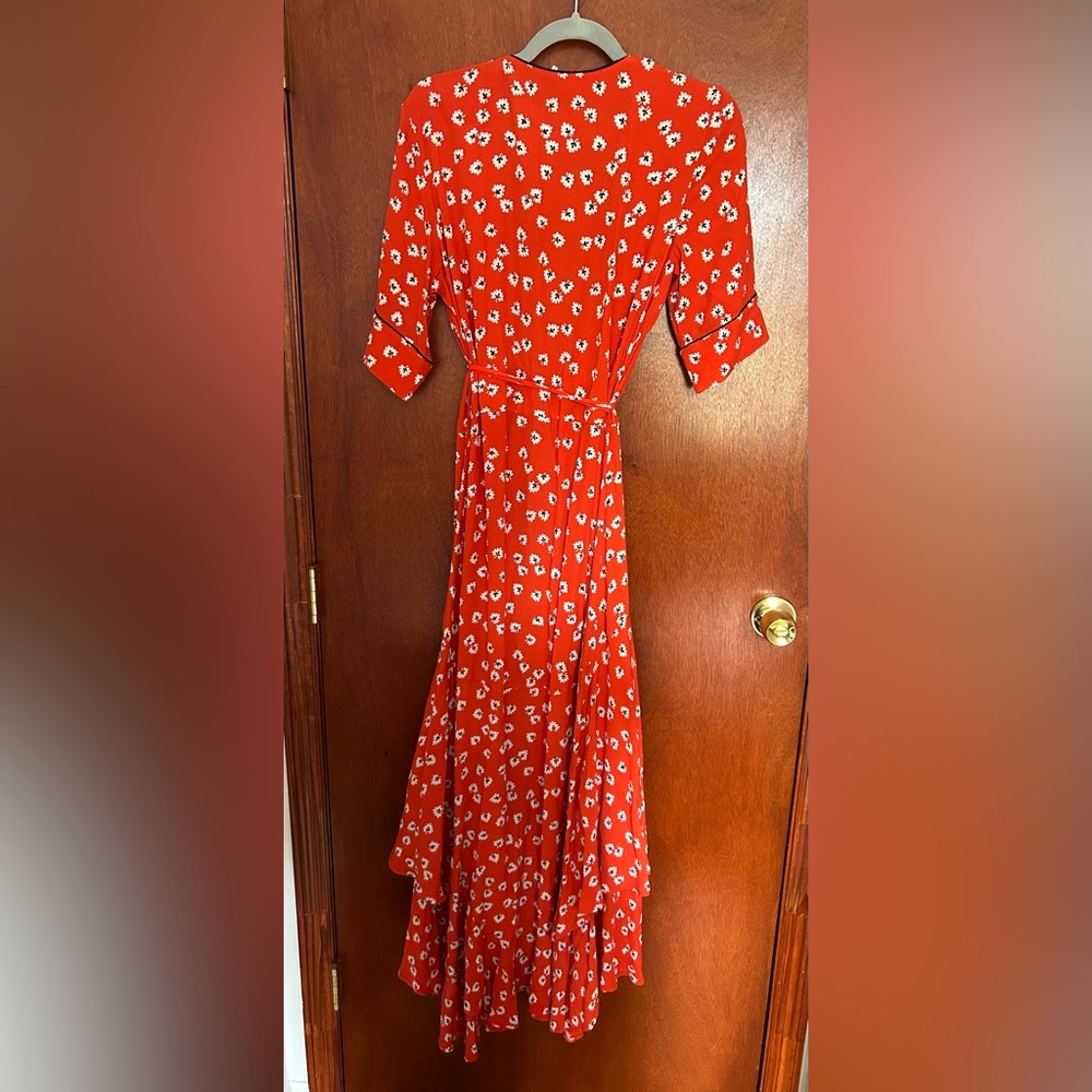 Ganni Red Floral Long Sleeve Dress - Picture 5 of 9